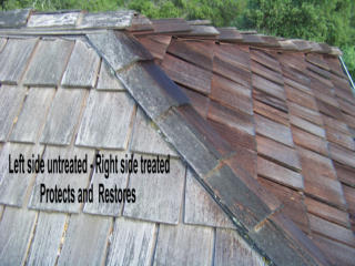 Treated and Untreated Shingles Side by Side Comparison